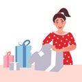 The girl opens a gift box Royalty Free Stock Photo